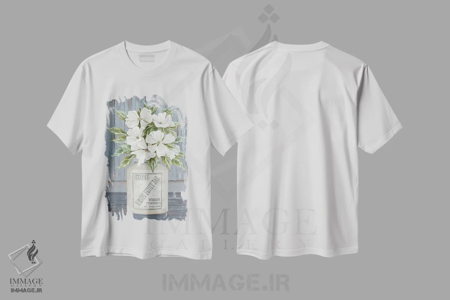 تیشرت سفید طرح دار شیشه میوه ماسون گلدار، دکور روستایی اثر سیندی جیکوبز | immage.ir