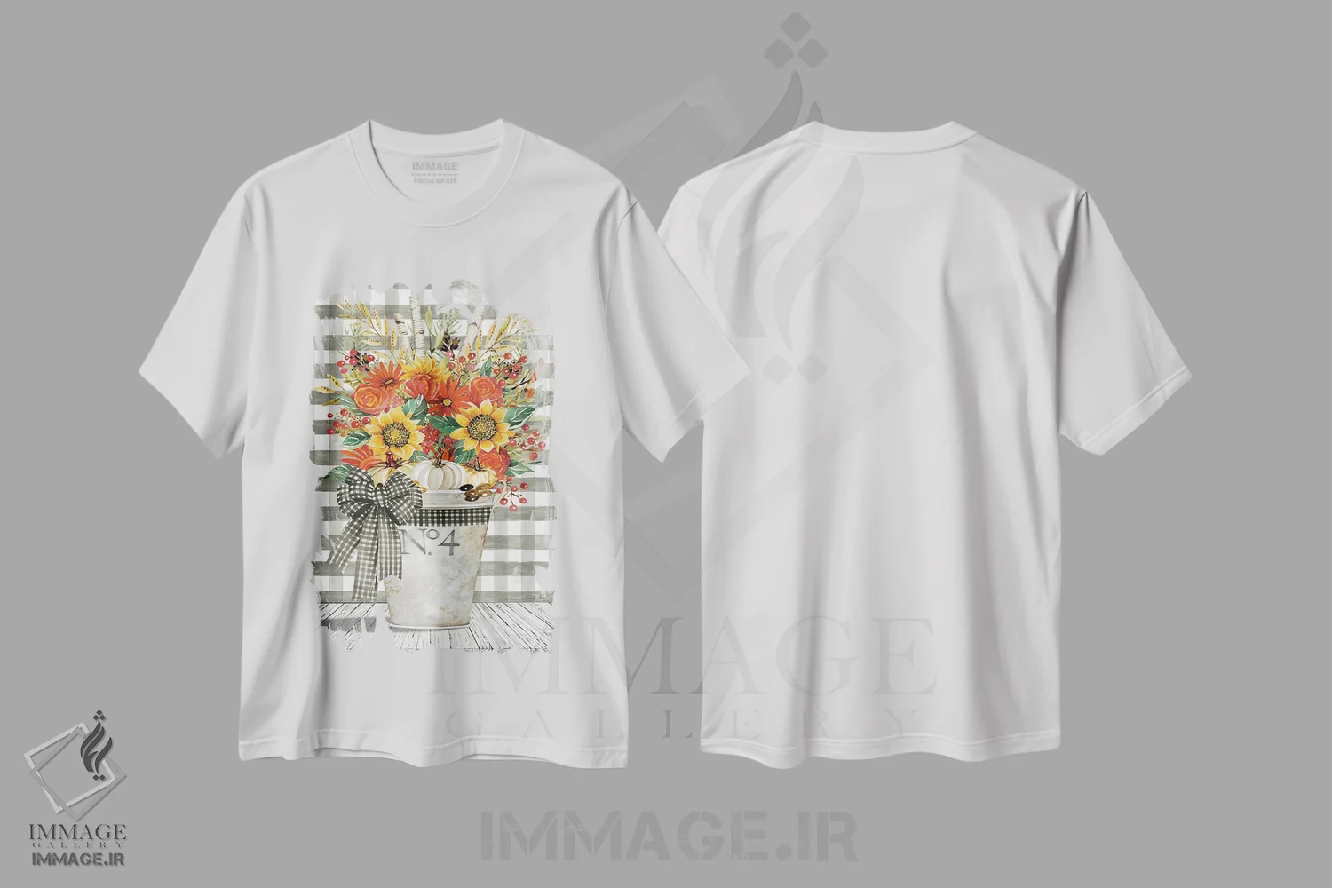 تیشرت سفید طرح دار دکور گلی پاییزی شماره ۴، دکور روستایی اثر سیندی جیکوبز | immage.ir