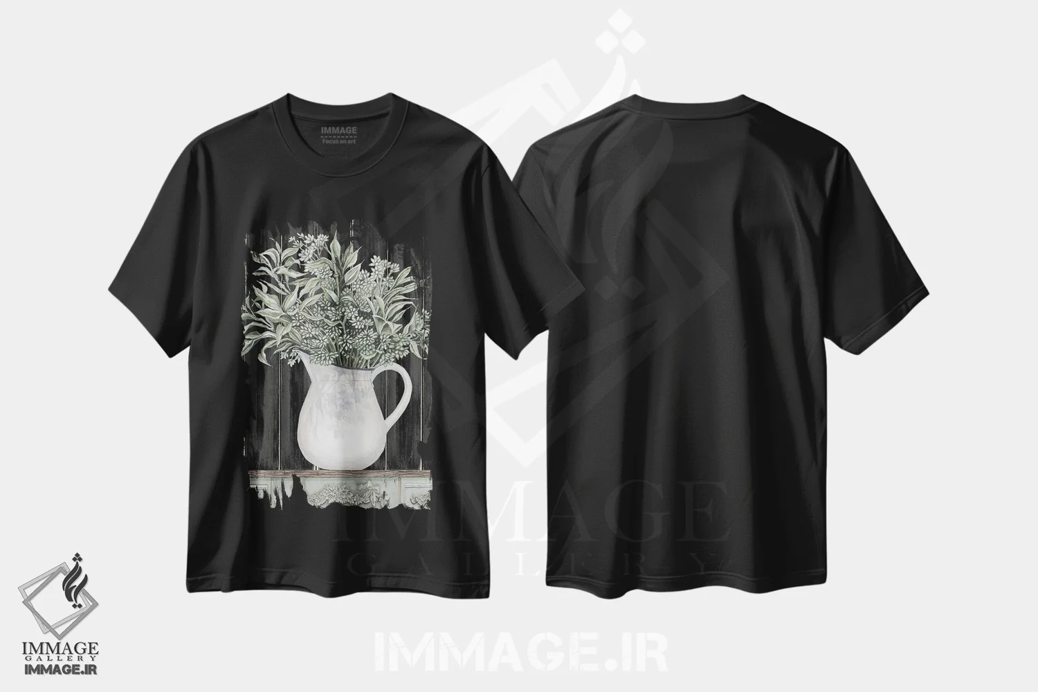 تیشرت مشکی طرح دار سبزیجات مریم در پارچ، دکور روستایی اثر سیندی جیکوبز | immage.ir