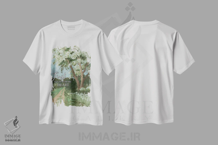 تیشرت سفید طرح دار به خدا اعتماد کن، مدیوم اثر سیندی جیکوبز | immage.ir