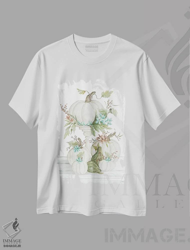 تیشرت سفید طرح دار کدوهای قشنگ، دکور روستایی اثر سیندی جیکوبز | immage.ir