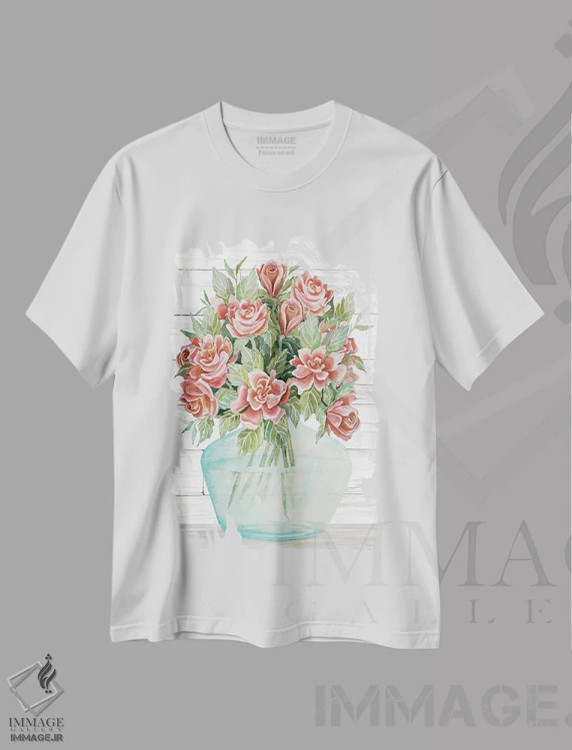 تیشرت سفید طرح دار گل های روستایی شمارهٔ چهار، دکور روستایی اثر سیندی جیکوبز | immage.ir