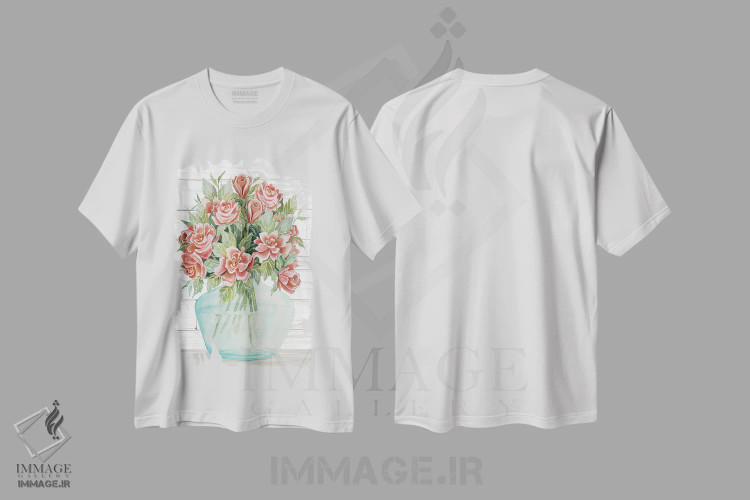 تیشرت سفید طرح دار گل های روستایی شمارهٔ چهار، دکور روستایی اثر سیندی جیکوبز | immage.ir