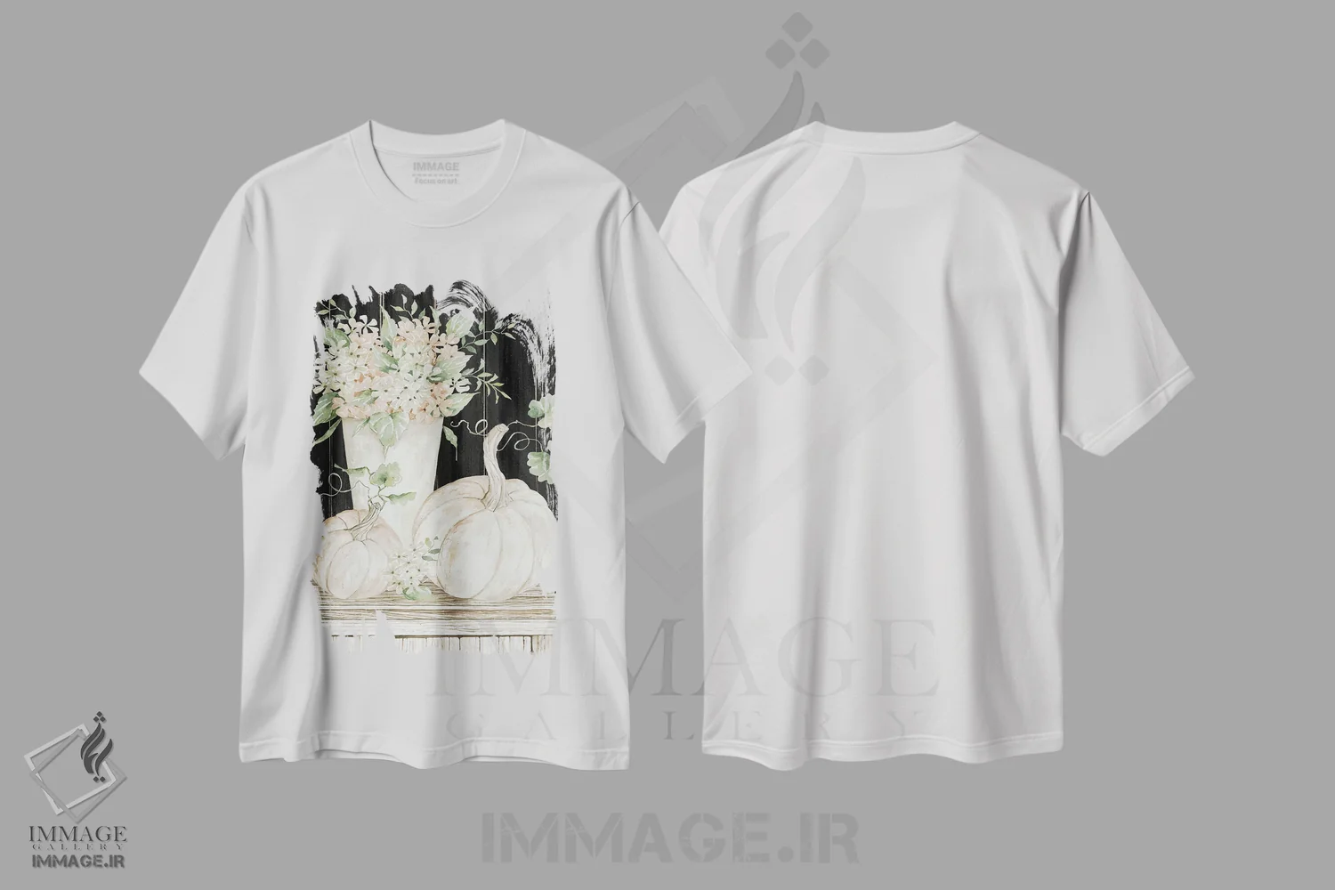 تیشرت سفید طرح دار طبیعت بی جان پاییزی، دکور روستایی اثر سیندی جیکوبز | immage.ir