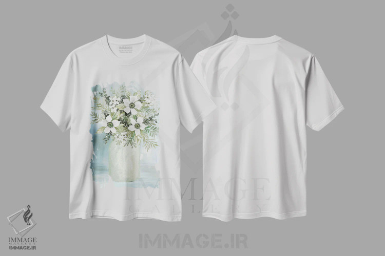 تیشرت سفید طرح دار شکوفه های سفید شمارهٔ یک، دکور روستایی اثر سیندی جیکوبز | immage.ir