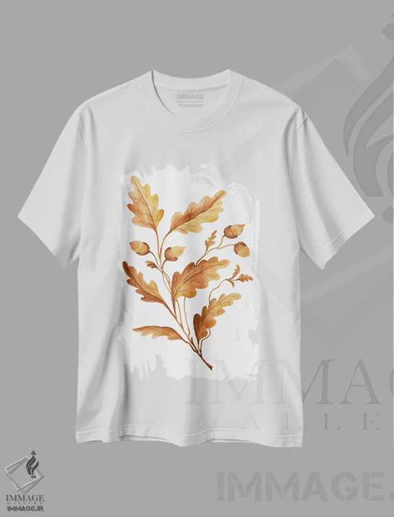 تیشرت سفید طرح دار ساقه برگ پاییزی شمارهٔ یک، دکور کلبه و لژ اثر سیندی جیکوبز | immage.ir
