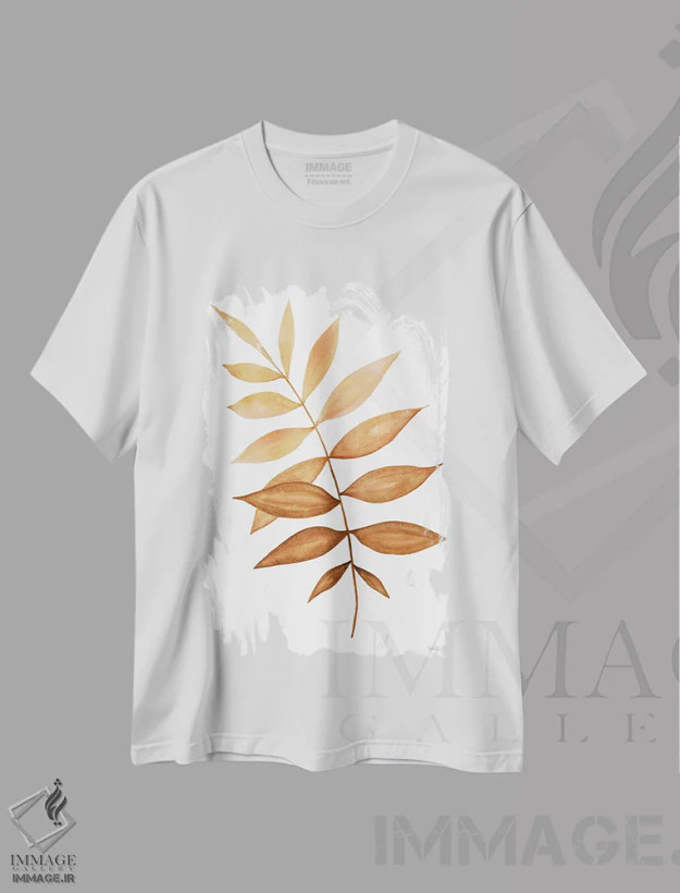 تیشرت سفید طرح دار ساقه برگ پاییزی شمارهٔ دو، دکور کلبه و لژ اثر سیندی جیکوبز | فروشگاه ایماژ