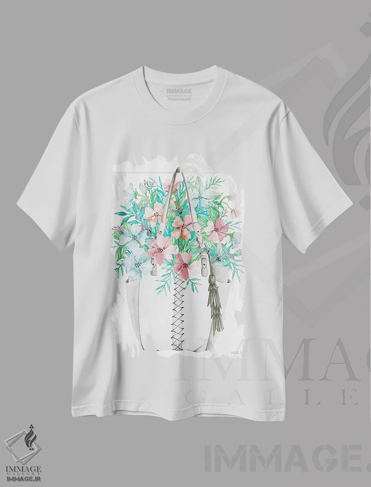 تیشرت سفید طرح دار برجستگی گلی شمارهٔ دو، دکور بوهمی اثر سیندی جیکوبز | فروشگاه ایماژ