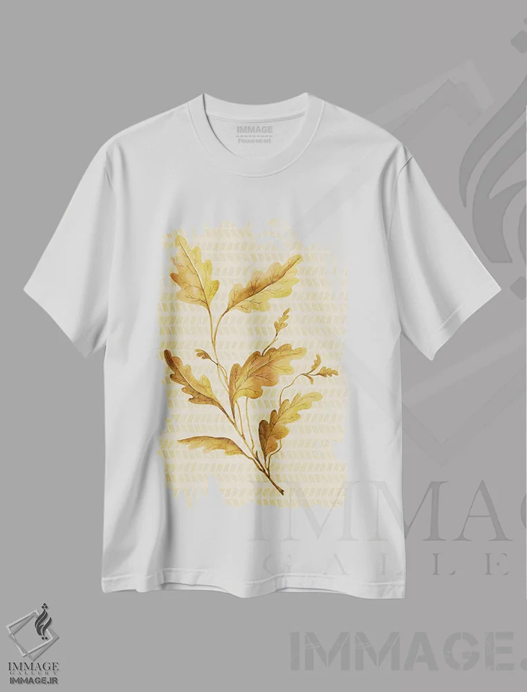 تیشرت سفید طرح دار بلوط طلایی، دکور کلبه و لژ اثر سیندی جیکوبز | immage.ir