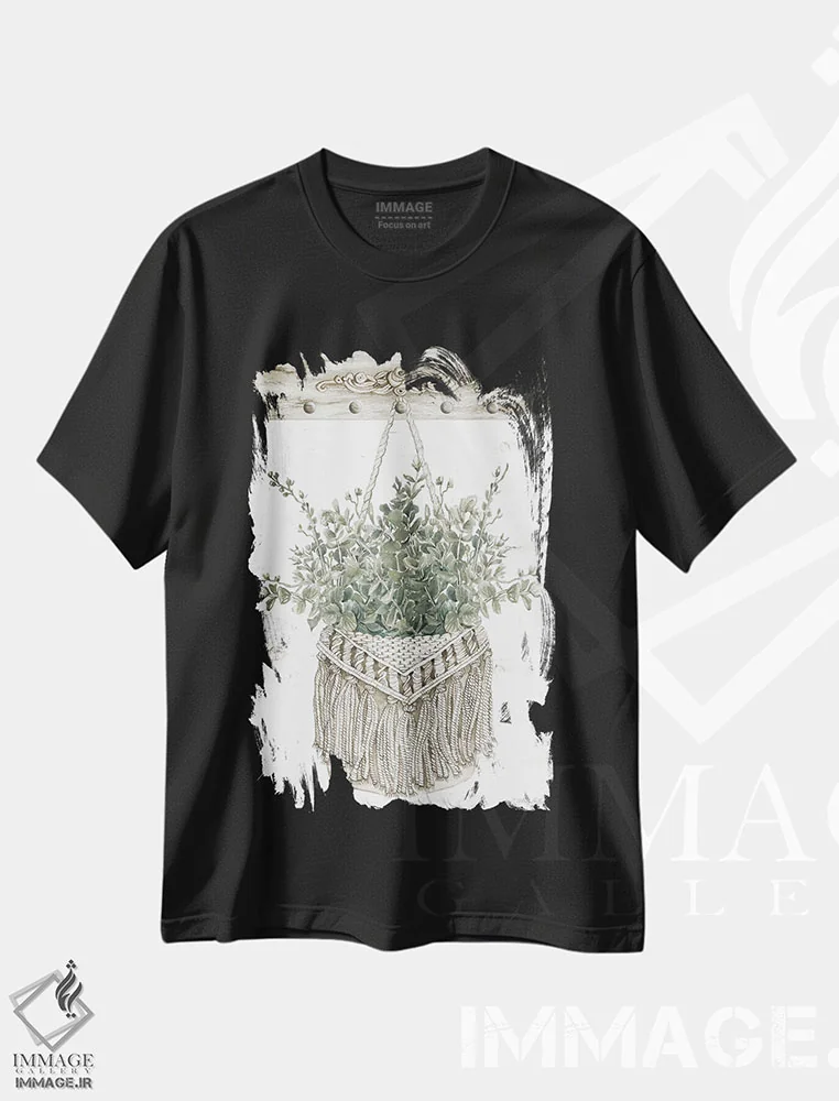 تیشرت مشکی طرح دار کیف مکرمه با سبزینه شمارهٔ یک، دکور بوهمی اثر سیندی جیکوبز | immage.ir