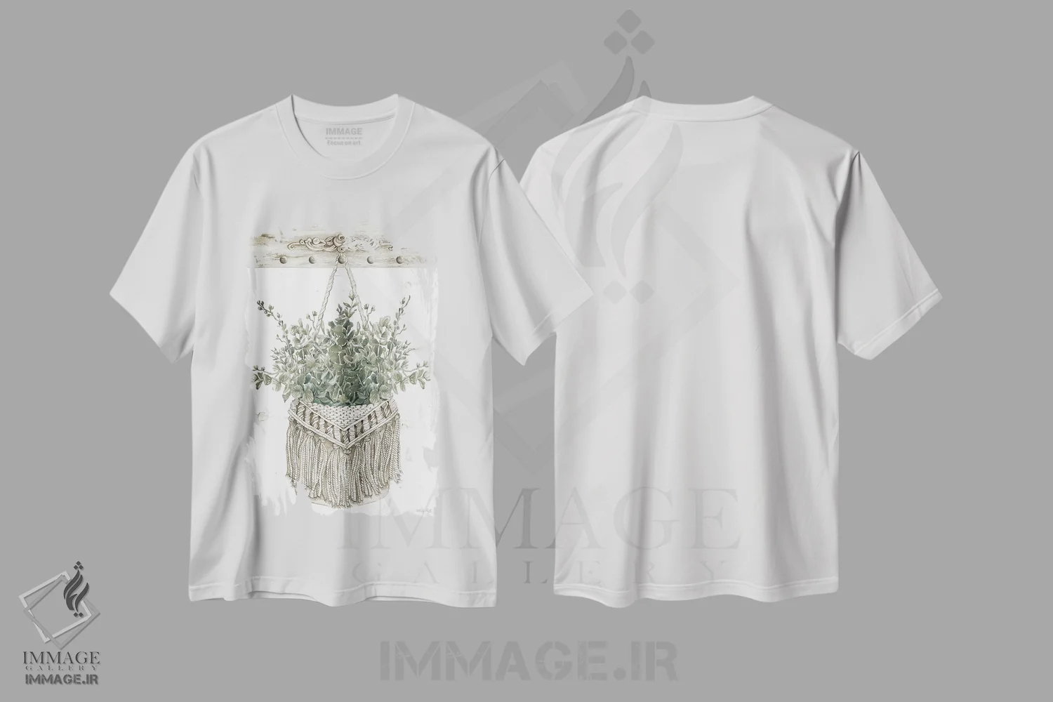 تیشرت سفید طرح دار کیف مکرمه با سبزینه شمارهٔ یک، دکور بوهمی اثر سیندی جیکوبز | فروشگاه ایماژ