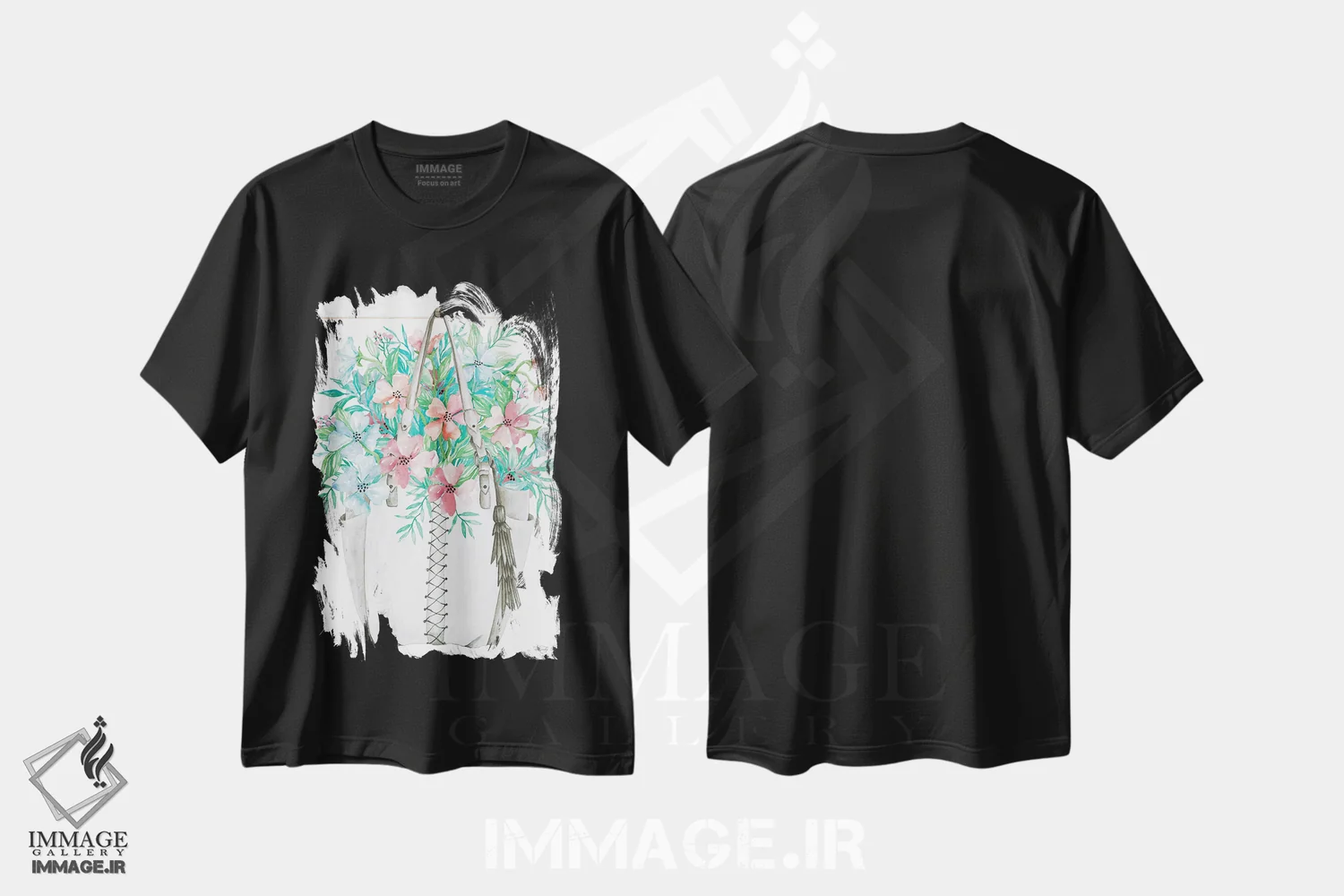 تیشرت مشکی طرح دار برجستگی گلی شمارهٔ دو، دکور بوهمی اثر سیندی جیکوبز | immage.ir