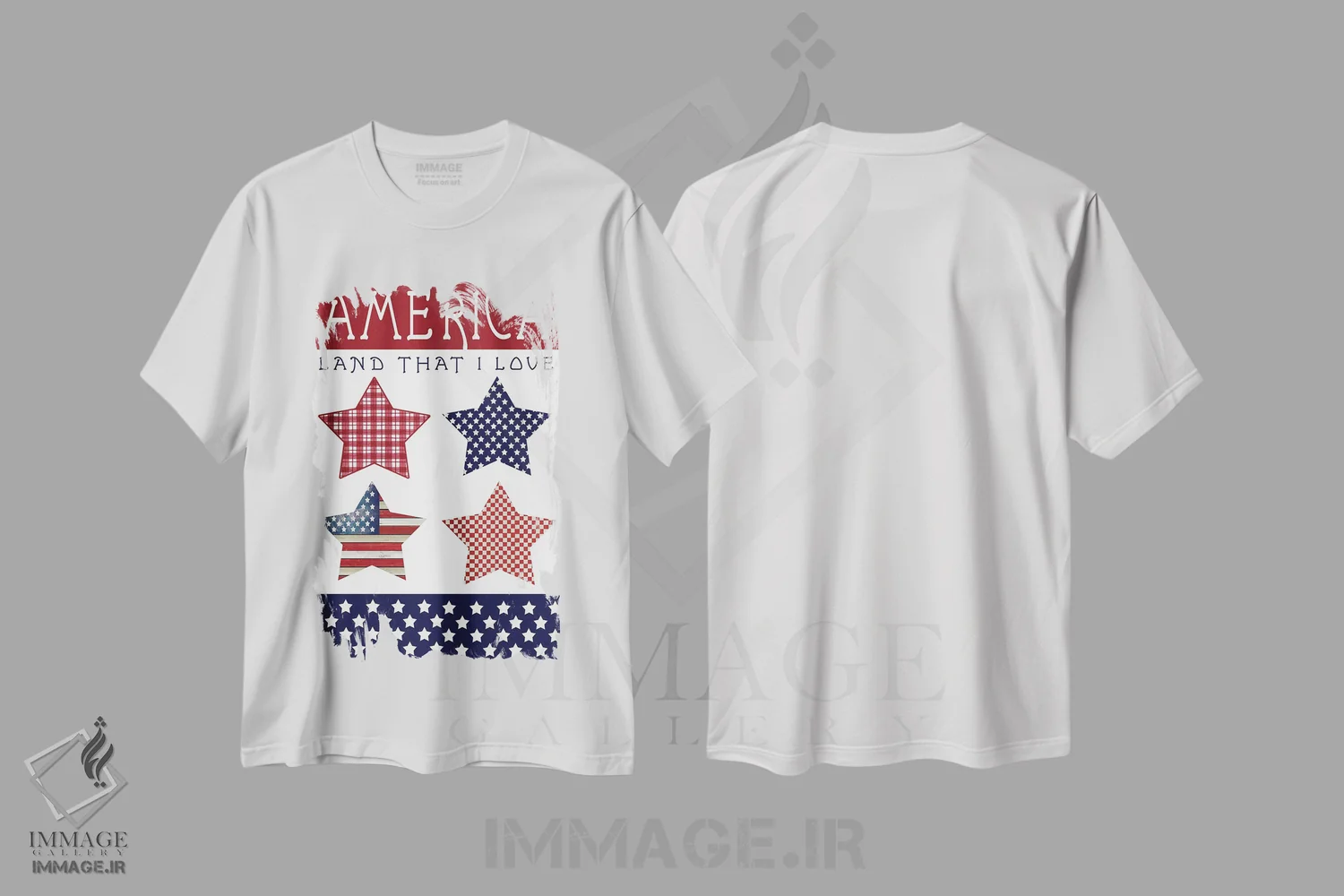 تیشرت سفید طرح دار ستارگان آمریکا، دکور آمریکایی اثر سیندی جیکوبز | immage.ir