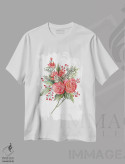 تیشرت سفید طرح دار رز کریسمسی گیاهی، دکور روستایی اثر سیندی جیکوبز | immage.ir