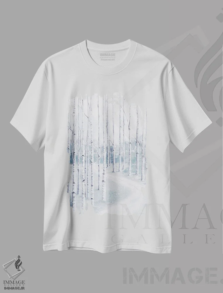 تیشرت سفید طرح دار جنگل غان، دکور تعطیلات اثر سیندی جیکوبز | فروشگاه ایماژ