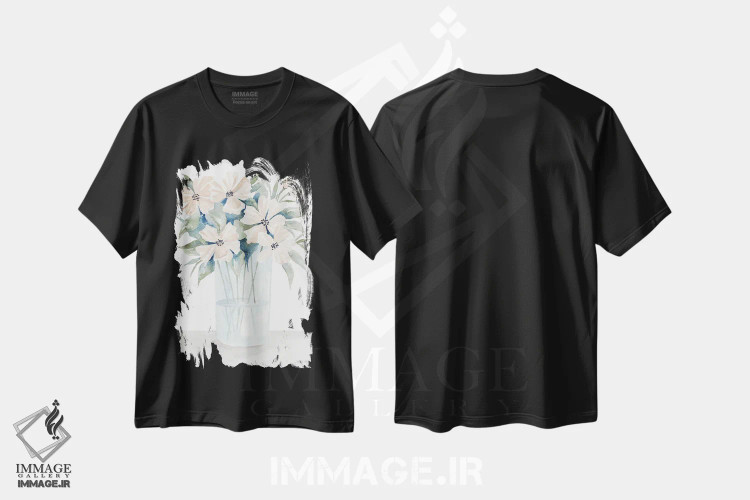 تیشرت مشکی طرح دار ظرافت شیرینِ گل شمارهٔ یک، دکور بوهمی اثر سیندی جیکوبز | immage.ir
