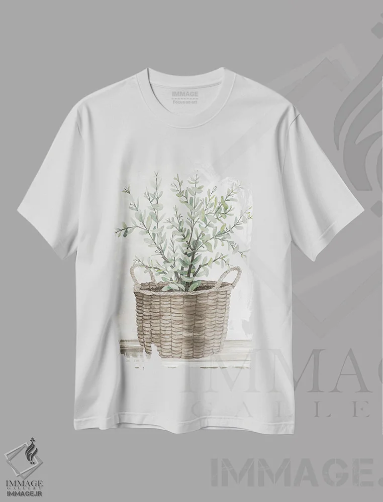 تیشرت سفید طرح دار سبد اکالیپتوس، دکور معاصر اثر سیندی جیکوبز | immage.ir