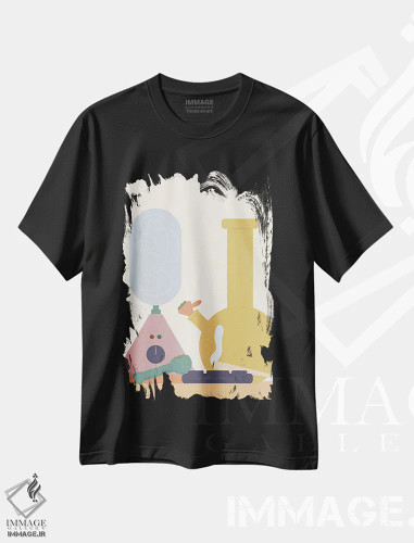 تیشرت مشکی طرح دار دستگاه، تزئینی اثر کارمن جابیر | فروشگاه ایماژ