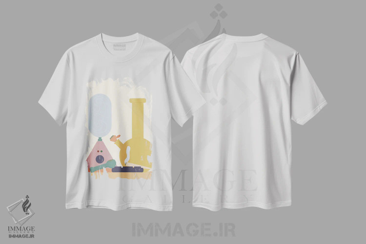تیشرت سفید طرح دار دستگاه، تزئینی اثر کارمن جابیر | immage.ir
