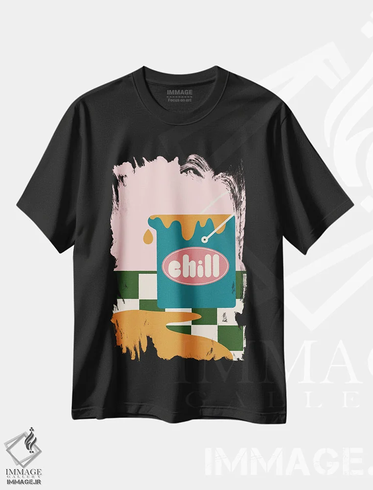 تیشرت مشکی طرح دار سطل خنک کننده، تزئینی اثر کارمن جابیر | immage.ir