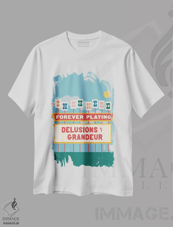 تیشرت سفید طرح دار وهم عظمت، تزئینی اثر کارمن جابیر | فروشگاه ایماژ