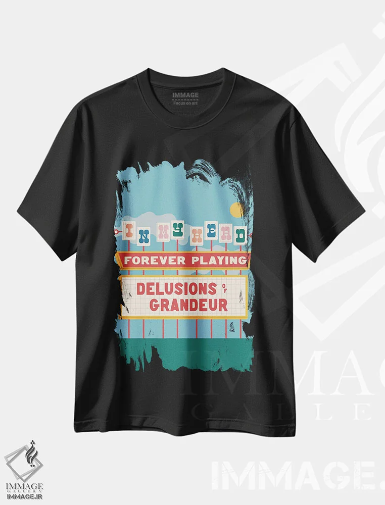 تیشرت مشکی طرح دار وهم عظمت، تزئینی اثر کارمن جابیر | immage.ir
