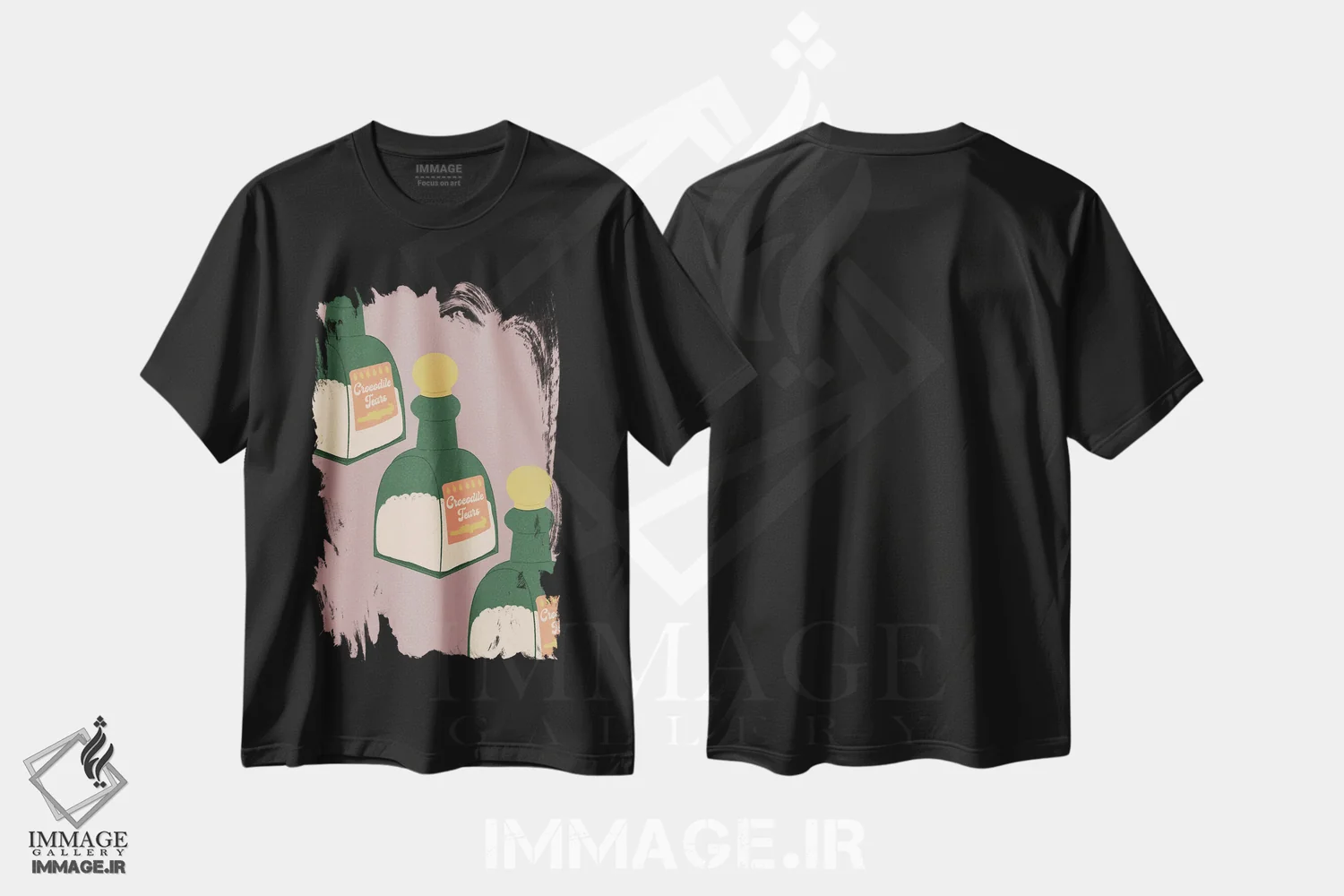 تیشرت مشکی طرح دار اشک تمساح، تزئینی اثر کارمن جابیر | فروشگاه ایماژ