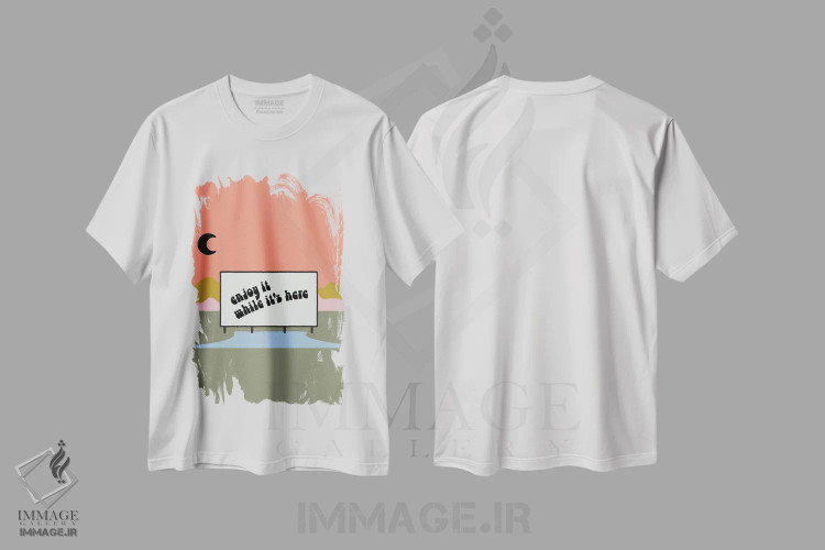 تیشرت سفید طرح دار از آن لذت ببر، تزئینی اثر کارمن جابیر | immage.ir