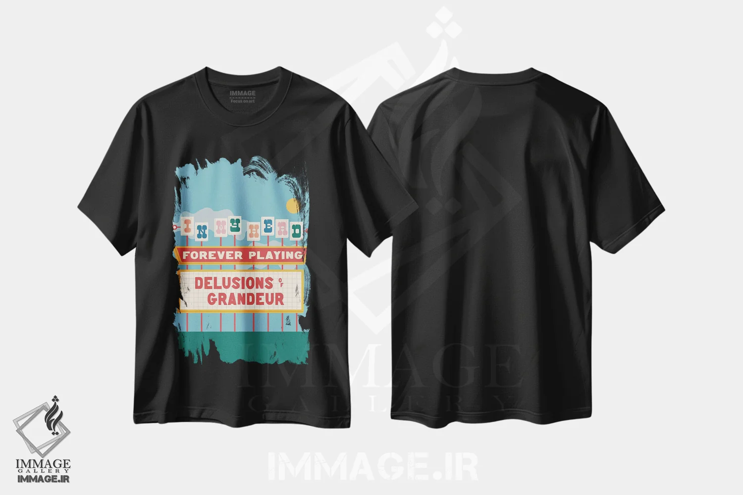 تیشرت مشکی طرح دار وهم عظمت، تزئینی اثر کارمن جابیر | immage.ir