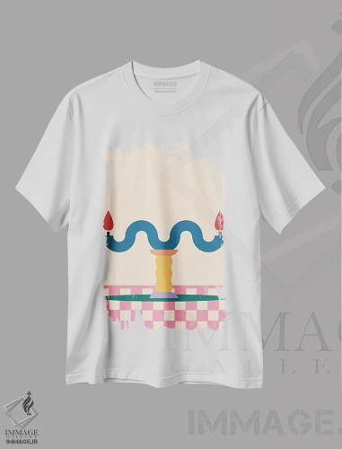 تیشرت سفید طرح دار از هر دو طرف، تزئینی اثر کارمن جابیر | فروشگاه ایماژ