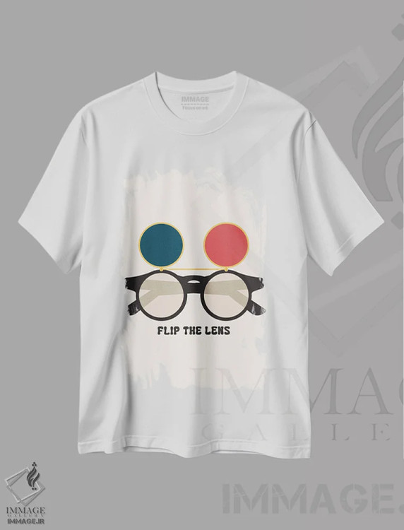 تیشرت سفید طرح دار برگرداندن لنز، تزئینی اثر کارمن جابیر | immage.ir