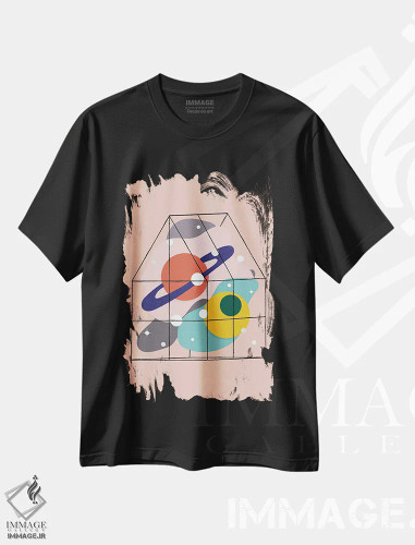تیشرت مشکی طرح دار گلخانه کهکشانی، تزئینی اثر کارمن جابیر | فروشگاه ایماژ