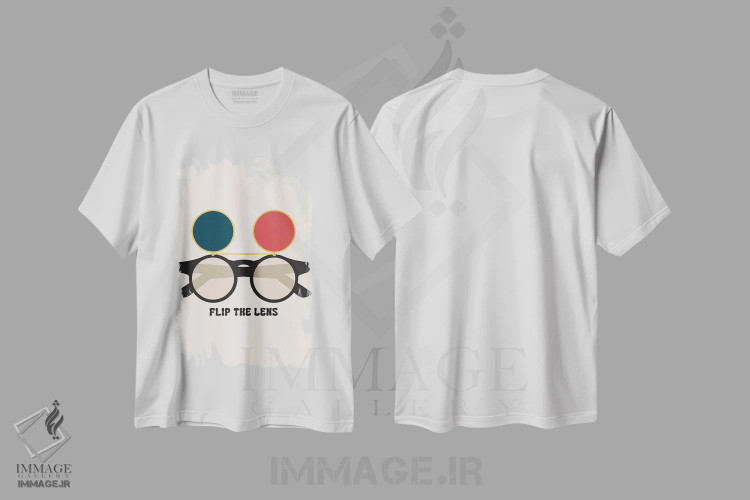 تیشرت سفید طرح دار برگرداندن لنز، تزئینی اثر کارمن جابیر | immage.ir