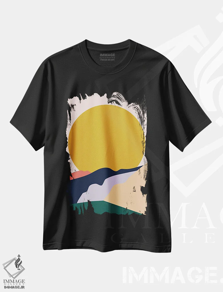 تیشرت مشکی طرح دار طلایی، آبستره اثر کارمن جابیر | فروشگاه ایماژ