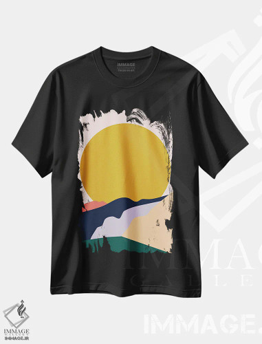 تیشرت مشکی طرح دار طلایی، آبستره اثر کارمن جابیر | فروشگاه ایماژ
