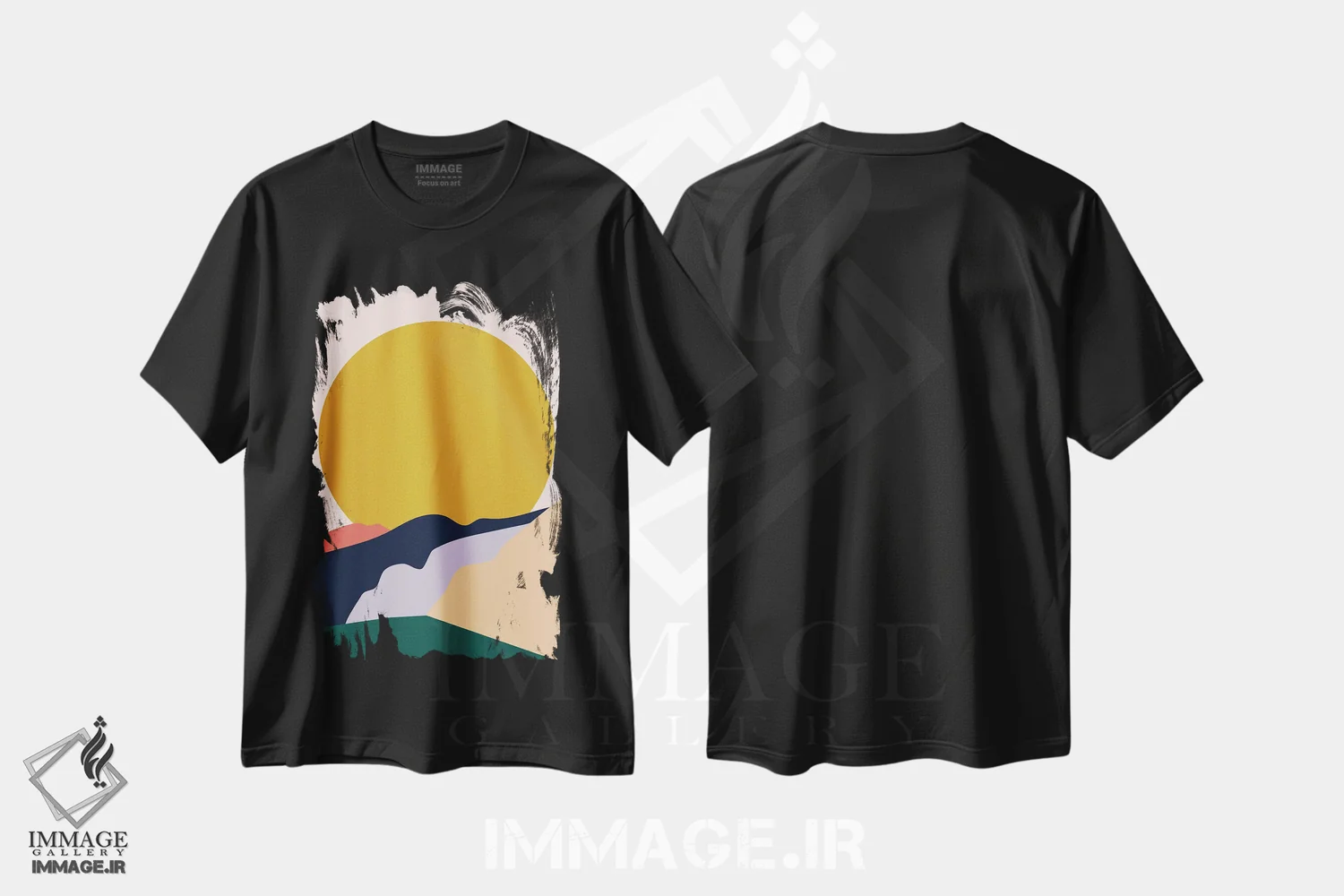 تیشرت مشکی طرح دار طلایی، آبستره اثر کارمن جابیر | فروشگاه ایماژ