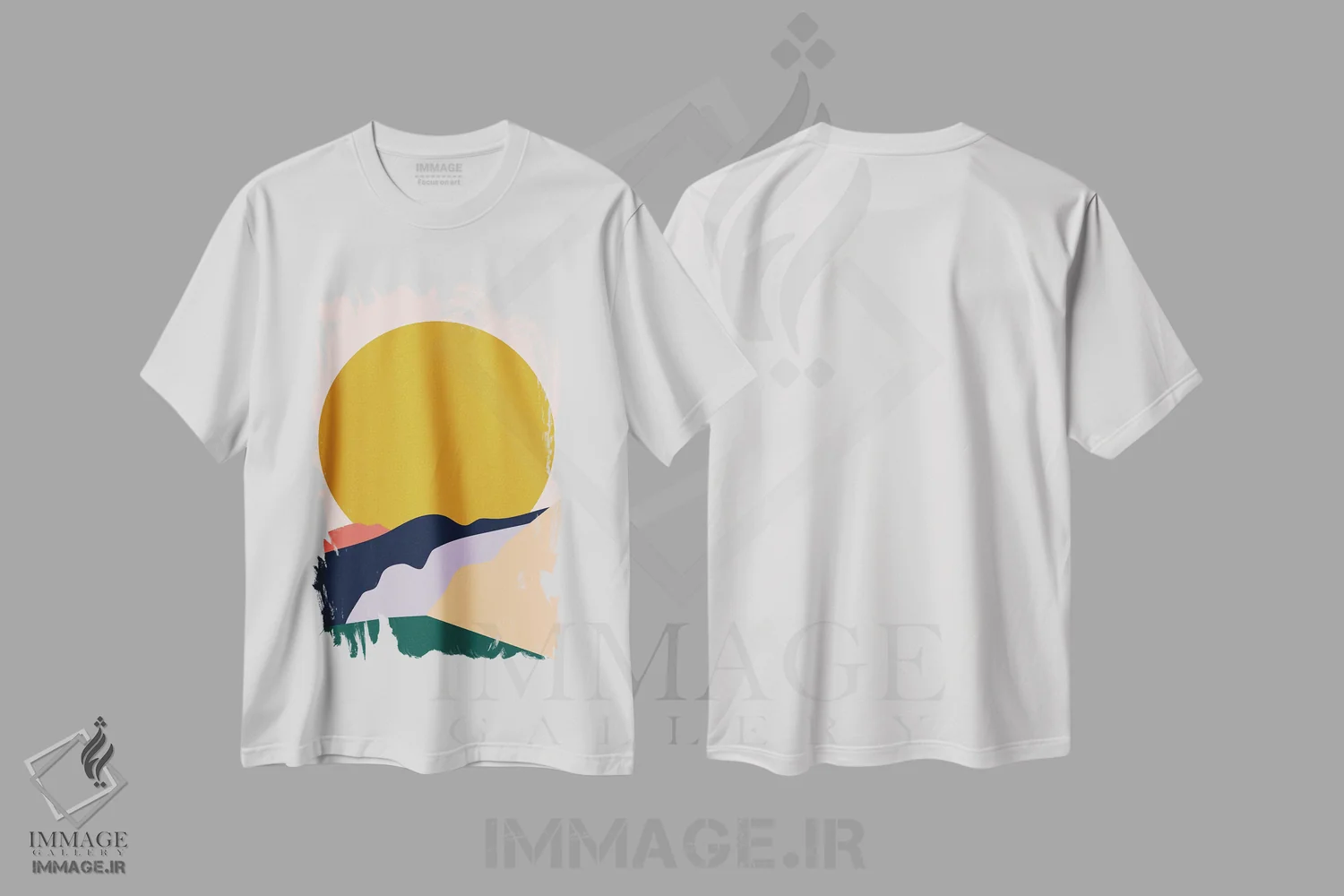 تیشرت سفید طرح دار طلایی، آبستره اثر کارمن جابیر | immage.ir