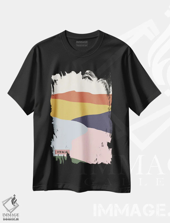 تیشرت مشکی طرح دار همه چیز خوب می شود، آبستره اثر کارمن جابیر | immage.ir