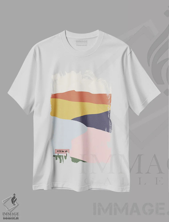 تیشرت سفید طرح دار همه چیز خوب می شود، آبستره اثر کارمن جابیر | فروشگاه ایماژ