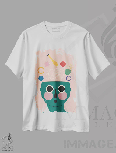 تیشرت سفید طرح دار کُله بازی، تزئینی اثر کارمن جابیر | فروشگاه ایماژ