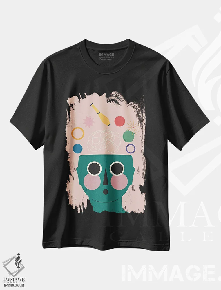 تیشرت مشکی طرح دار کُله بازی، تزئینی اثر کارمن جابیر | immage.ir
