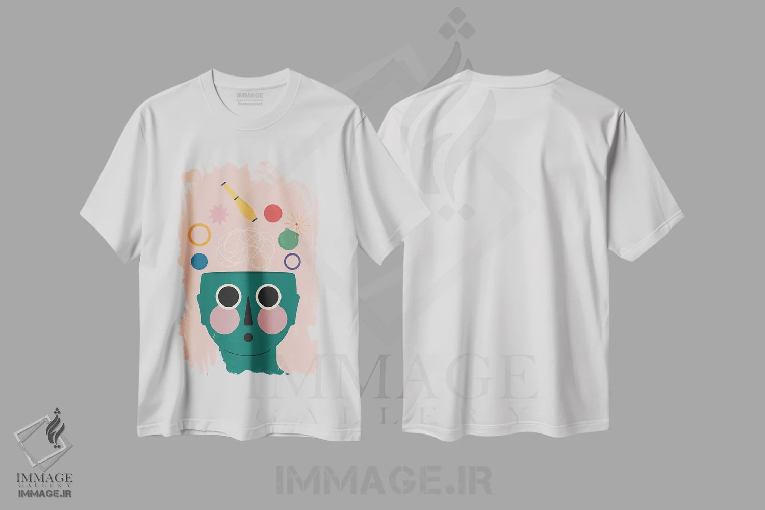 تیشرت سفید طرح دار کُله بازی، تزئینی اثر کارمن جابیر | فروشگاه ایماژ