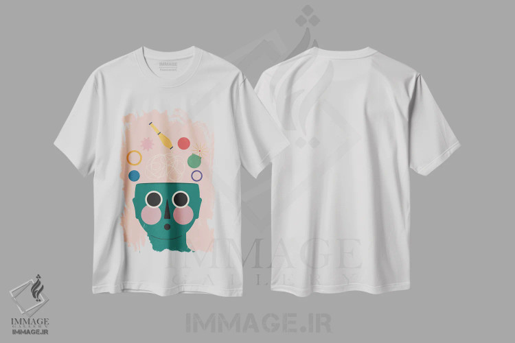 تیشرت سفید طرح دار کُله بازی، تزئینی اثر کارمن جابیر | فروشگاه ایماژ