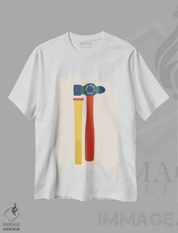 تیشرت سفید طرح دار به تلاش ادامه بده، تزئینی اثر کارمن جابیر | immage.ir