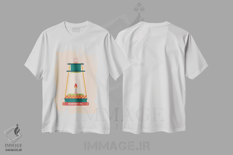 تیشرت سفید طرح دار نفت نیمه شب، تزئینی اثر کارمن جابیر | immage.ir