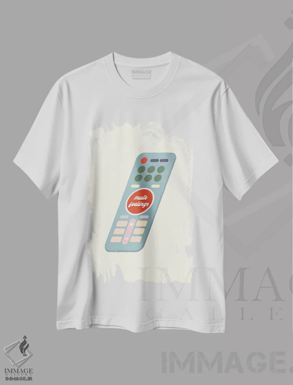 تیشرت سفید طرح دار احساسات خاموش، تزئینی اثر کارمن جابیر | فروشگاه ایماژ