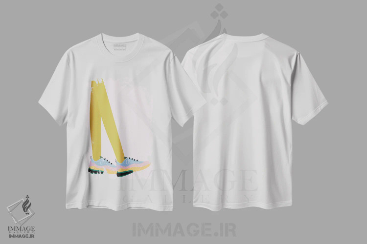تیشرت سفید طرح دار کفش های باحال، تزئینی اثر کارمن جابیر | immage.ir