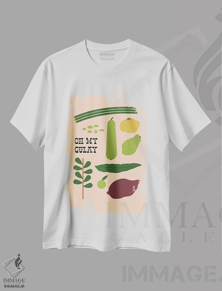 تیشرت سفید طرح دار ای وای سبزیجات!، دکور آسیایی اثر کارمن جابیر | immage.ir