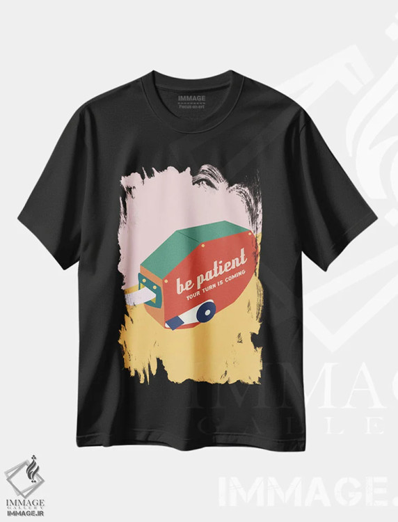 تیشرت مشکی طرح دار صبور باش، تزئینی اثر کارمن جابیر | فروشگاه ایماژ