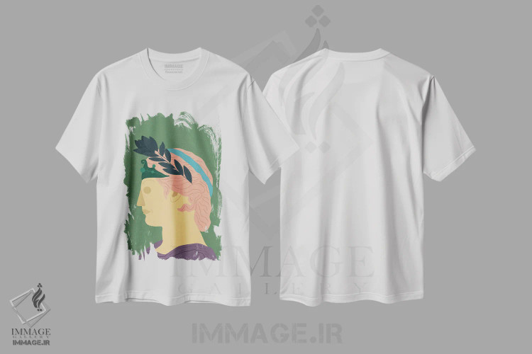 تیشرت سفید طرح دار المپیا، تزئینی اثر کارمن جابیر | فروشگاه ایماژ